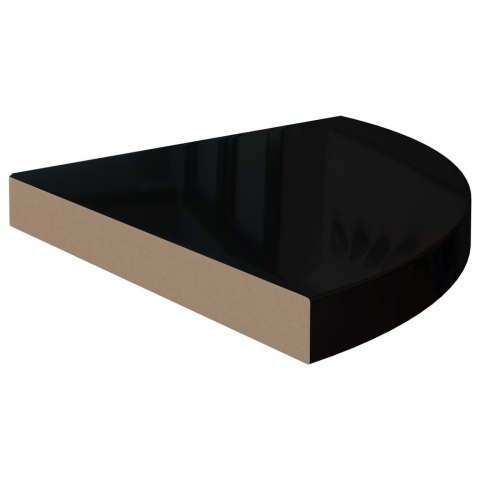  Narożne półki ścienne 2 szt., połysk, czarne, 35x35x3,8 cm, MDF Lumarko!