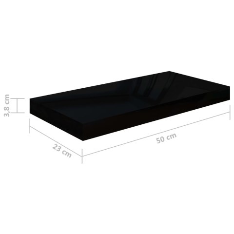  Półka ścienna, wysoki połysk, czarna, 50x23x3,8 cm, MDF Lumarko!