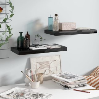  Półki ścienne, 2 szt., wysoki połysk, czarne, 50x23x3,8 cm, MDF Lumarko!