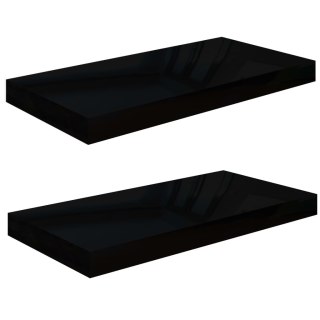  Półki ścienne, 2 szt., wysoki połysk, czarne, 50x23x3,8 cm, MDF Lumarko!