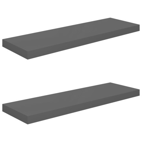  Półki ścienne, 2 szt, wysoki połysk, szare, 80x23,5x3,8 cm, MDF Lumarko!