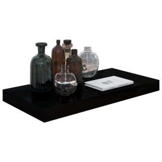  Półki ścienne, 4 szt., wysoki połysk, czarne, 50x23x3,8 cm, MDF Lumarko!