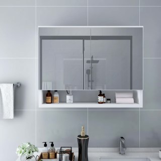  Szafka łazienkowa z lustrem i LED, biała, 80x15x60 cm, MDF Lumarko!