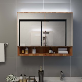  Szafka łazienkowa z lustrem i LED, kolor dębowy 80x15x60 cm MDF Lumarko!