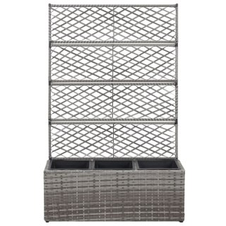  Donica z kratką i 3 wkładami, 83x30x130 cm, polirattan, szara Lumarko!