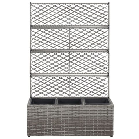  Donica z kratką i 3 wkładami, 83x30x130 cm, polirattan, szara Lumarko!