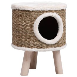  Domek dla kota z drewnianymi nóżkami, 41 cm, trawa morska