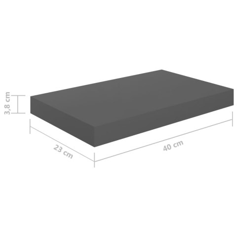  Półka ścienna, szara, wysoki połysk, 40 x 23 x 3,8 cm, MDF Lumarko!