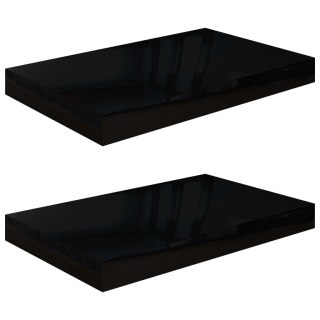  Półki ścienne, 2 szt., czarne, wysoki połysk, 40x23x3,8 cm, MDF Lumarko!
