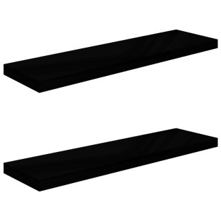  Półki ścienne 2 szt. wysoki połysk, czarne, 90x23,5x3,8 cm, MDF Lumarko!