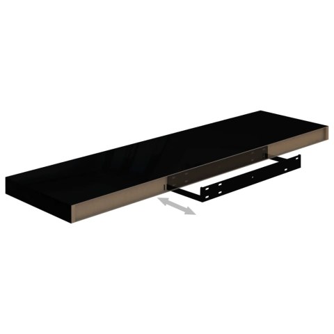  Półki ścienne 2 szt. wysoki połysk, czarne, 90x23,5x3,8 cm, MDF Lumarko!