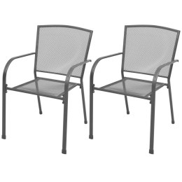  Krzesła ogrodowe, sztaplowane, 2 szt., stalowe, szare Lumarko!