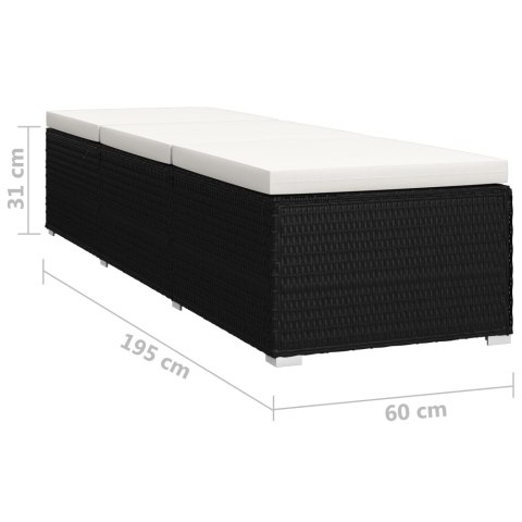  3-częściowy zestaw, leżaki ze stolikiem, polirattan, czarne Lumarko!