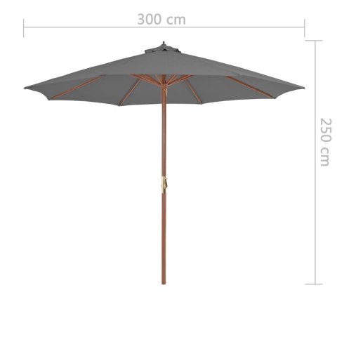  Parasol ogrodowy na drewnianym słupku, 300 cm, antracytowy Lumarko!