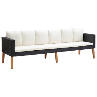  3-osobowa sofa ogrodowa z poduszkami, rattan PE, czarny Lumarko!