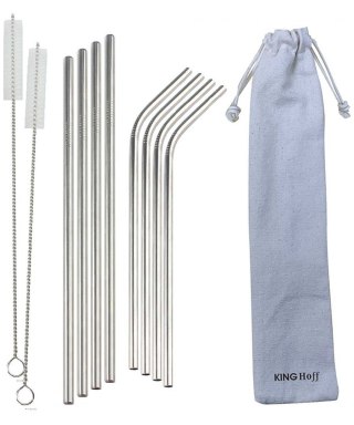  Słomki Metalowe Do Napojów Kinghoff 8szt. + Etui Kh-1357 Lumarko!