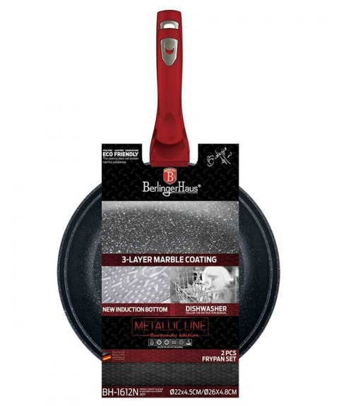  Zestaw 2 Patelni Granitowych Berlinger Haus Red Metallic Bh-1612 Lumarko!