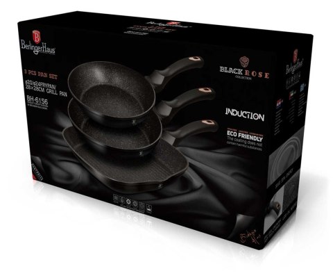  Zestaw 3 Patelni Granitowych Berlingerhaus Black Rose Bh-6156 Lumarko!