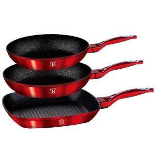  Zestaw 3 Patelni Granitowych Berlingerhaus Red Metallic Line Bh-1289 Lumarko!