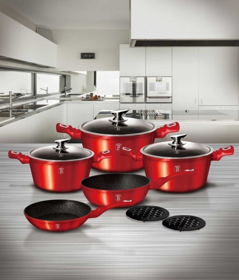  Zestaw Garnków Granitowych Berlinger Haus Bh-6162 Burgundy 17 Elem. Lumarko!