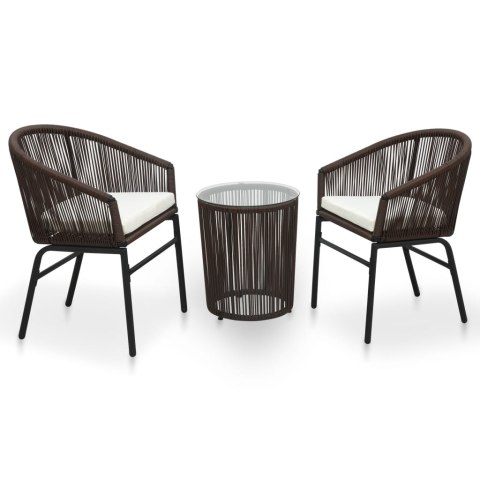  3-częściowy zestaw mebli bistro z poduszkami, rattan PVC, brąz Lumarko!