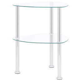  2-poziomowy stolik, 38x38x50 cm, przezroczyste szkło hartowane