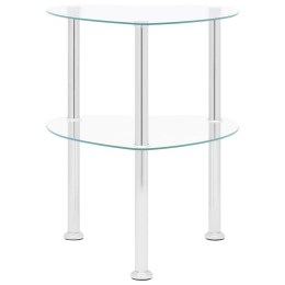Lumarko 2-poziomowy stolik, 38x38x50 cm, przezroczyste szkło hartowane
