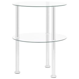  2-poziomowy stolik, 38 cm, przezroczyste szkło hartowane