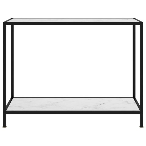  Stolik konsolowy, biały, 100x35x75 cm, szkło hartowane Lumarko!