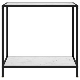  Stolik konsolowy, biały, 80x35x75 cm, szkło hartowane Lumarko!